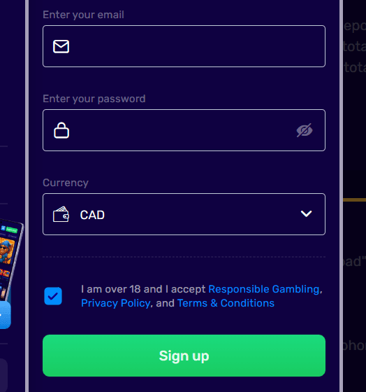 Create an account by filling in your personal details